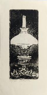 Corvin Jiří – Petrolejová lampa, akvatinta, nedatováno