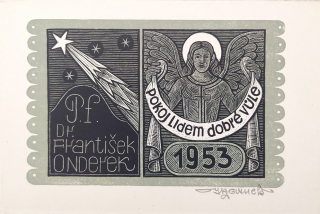 Baruch Jožka – P. F. Dr. František Onderek 1953, barevný dřevoryt, 1952