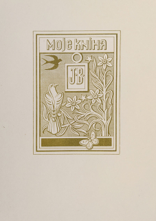 Baruch Jožka – vlastní Ex libris, Moje kniha J. B., původní dřevoryt, nedatováno