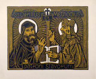 Baruch Jožka – Ss. Cyrillus et Methodius patroni Slavorum, barevný dřevoryt, nedatováno