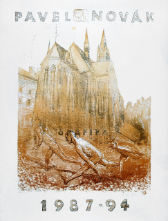 Novák Pavel – Kostel sv. Prokopa na Žižkově, rozměrná litografie, 1992
