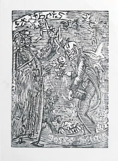 Váchal Josef – Ex libris Josef Jiřička, původní dřevoryt, nedatováno