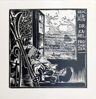 Váchal Josef – Ex libris Dr. Karel Procházka, původní dřevoryt, 1924