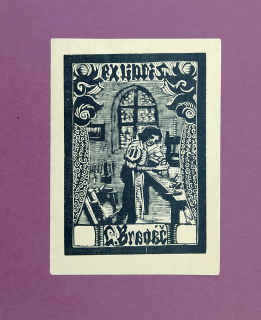 Váchal Josef – Ex libris L. Bradáč, původní dřevoryt, 1911