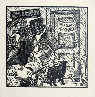 Váchal Josef – Ex libris Dr. J. Svatopluk Procházka, původní dřevoryt, 1925