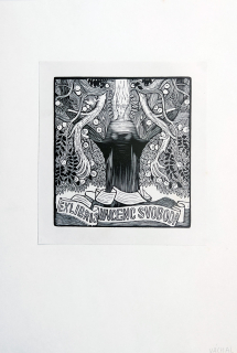 Váchal Josef – Ex libris Vincenc Svoboda, Strom života a vědění, původní dřevoryt, 1913