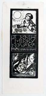 Váchal Josef – Ex libris, Z knih Mirky Nováka, Mládí a smrt, původní dřevoryt, 1923