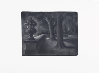 Jiřincová Ludmila – Zámecká zahrada, mezzotinta, ca 1960