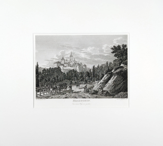 Praha – Pražský hrad s Chotkovy silnice, Vincenc Morstadt, F. Geissler, oceloryt, 1835