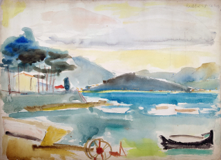 Rublič Ivo – Pobřeží, malba, akvarel, 1948