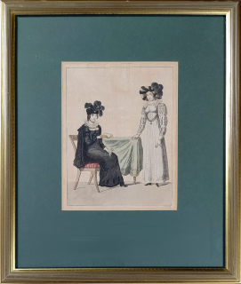 F. Z. – Biedermeier, dámská móda, staře kolorovaný obrysový lept, 1816
