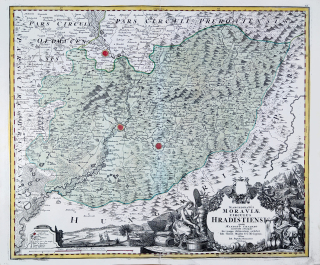 Hradišťský kraj – Johann Baptist Homann, Johann Christoph Müller, původní mědiryt, 1720