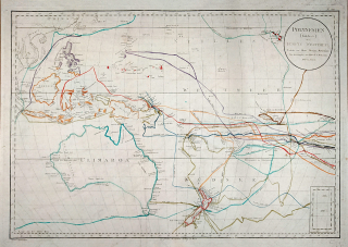 Polynésie – Austrálie, Nový Zéland, Nová Guinea, F. A. Schrämbl, kolorovaný původní mědiryt, 1789