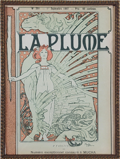 Mucha Alfons – La Plume, původní barevná litografie, signatura v desce, 1897