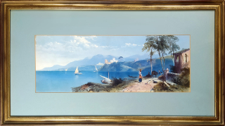 Rowbotham Thomas Charles – Itálie, San Remo, kolorovaná litografie, 1862