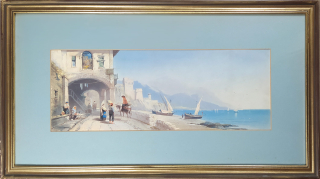 Rowbotham Thomas Charles – Itálie, San Remo, kolorovaná litografie, 1862