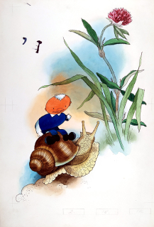 Čermák Bohumír – Poslední modráčkův zázrak, kresba tuší kolorovaná akvarelem, 1947