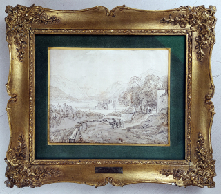 Preller, Friedrich von – Krajina, kresba tuší, ca 1880