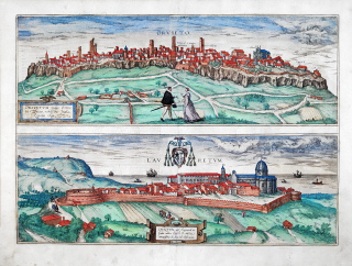 Orvieto a Loreto – Georg Braun & Franz Hogenberg, staře kolorovaný mědiryt, 1581