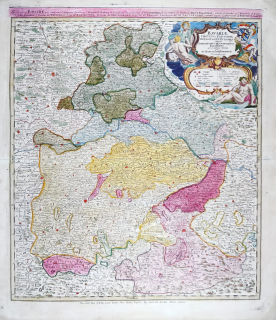 Bavorsko – Johann Baptist Homann, kolorovaný mědiryt, ca 1720