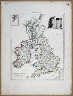 Velká Británie a Irsko – P. J. B. Poirson, staře kolorovaný původní mědiryt, 1809