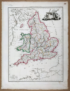 Velká Británie – P. J. B. Poirson, staře kolorovaný původní mědiryt, 1809