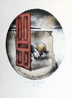Suchánek Vladimír – Ex libris Dr. Hana Zvolská, č. 26/100, litografie, ca 1980