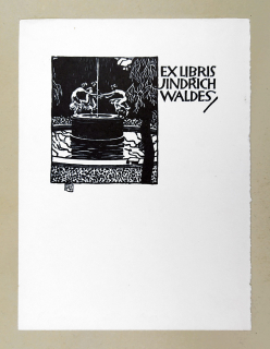 Preissig Vojtěch – Ex libris Jindřich Waldes, původní dřevoryt, 1921