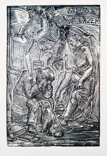Váchal Josef – Ex libris Jaroslav Mrázek, původní dřevoryt, nedatováno