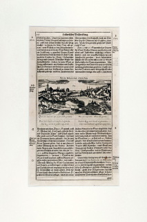 Praha – Pohled na město z výšin nad Smíchovem, E. Kiesel, původní mědiryt, 1626