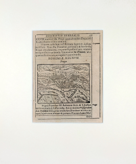 Praha – Pohled na město z výšin nad Smíchovem, původní mědiryt, 1608