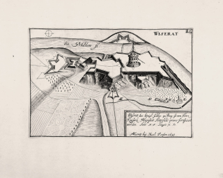 Praha – Vyšehrad, Nicol, původní mědiryt, 1693