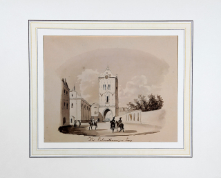 Praha – Prašná brána, malba tuší, 2. polovina 19. století