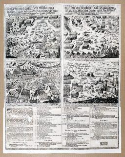 Praha – Bitva na Bílé hoře, Einblattdruck, předleptaný mědiryt, ca 1620