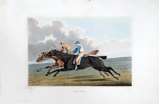 Alken Henry Thomas – I. Clark, Racing, staře kolorovaný původní lept, 1820