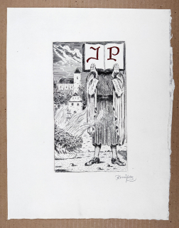 Konůpek Jan – Ex libris Jaroslav Picka, původní lept, nedatováno