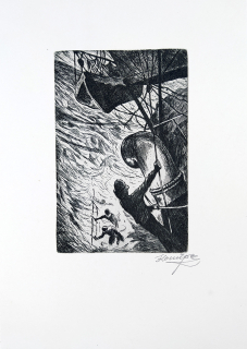 Konůpek Jan – Uragan bouří, původní lept, 1939