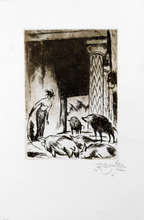 Konůpek Jan – Kirké, původní lept, 1924