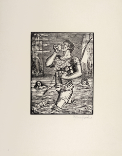 Konůpek Jan – Jablka Hesperidek, původní dřevoryt, ca 1925
