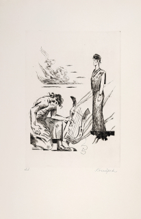 Konůpek Jan – Orfeus a Eurydiké, původní lept, ca 1920