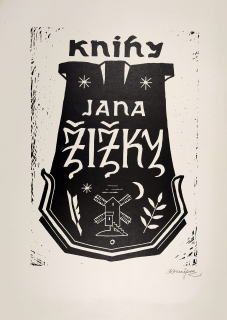 Konůpek Jan – Knihy Jana Žižky, původní linoryt, ca 1940