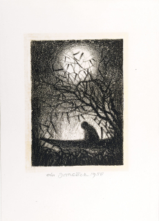 Janeček Ota – Melancholie, původní litografie, 1956