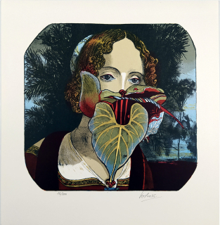 Liesler Josef – Causa Leonardo, původní barevná litografie, 1986