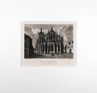 Praha – Katedrála svatého Víta, C. Würbs, původní oceloryt, 1836