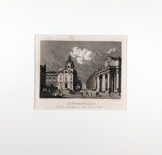 Praha – Křižovnické náměstí, W. Kandler, původní oceloryt, 1836
