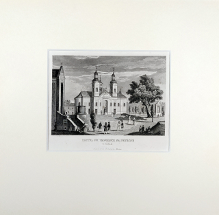 Praha – Kostel sv. Vavřince na Petříně, W. Kandler, původní oceloryt, 1836