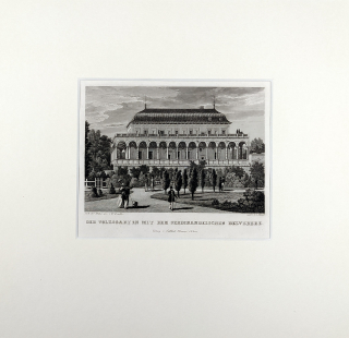 Praha – Letohrádek královny Anny, W. Kandler, původní oceloryt, 1836