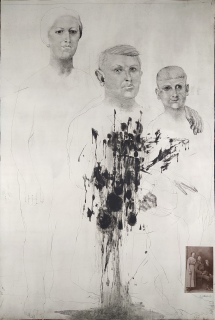 Anderle Jiří – Voják, syn a žena, lept, suchá jehla a fotokoláž, 1980
