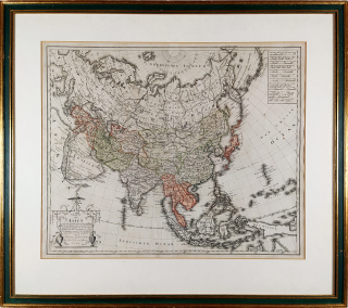 Asie – Homannovi dědicové, staře kolorovaný původní mědiryt, 1793