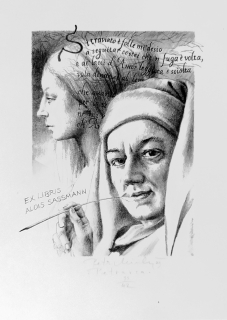 Minka Petr – Petrarca, Ex libris A. Sassman, litografie, 2023